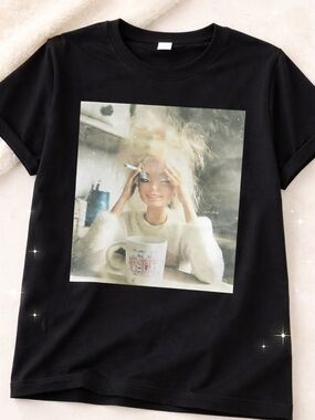 Barbie Coffee Graphic Tee Black Y2K Aesthetic Size L
